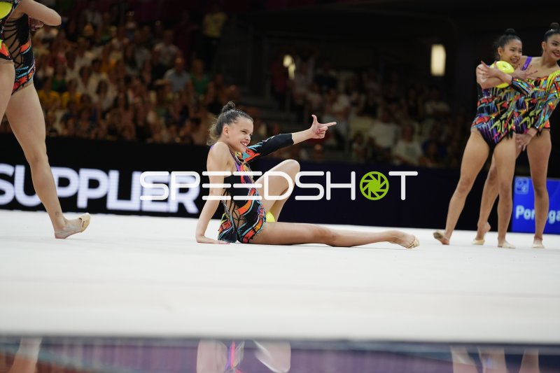 Gruppengymnastik bei der Weltmeisterschaft der rhythmischen Sportgymnastik in Frankfurt