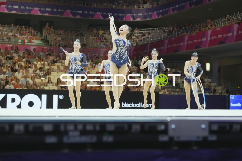 Südkoreas Gruppe bei der Gruppenübung der Rhythmischen Sportgymnastik-WM 2026