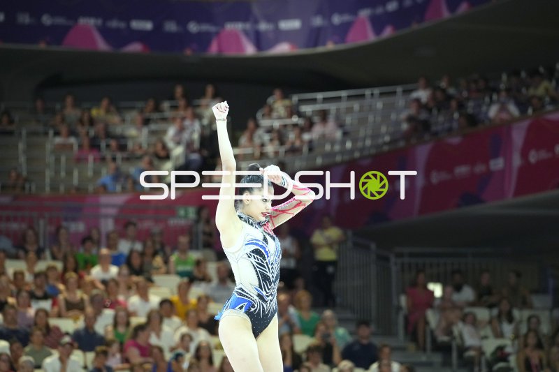 Rhythmische Sportgymnastik WM 2026 – Gymnastin mit Band in der Festhalle Frankfurt