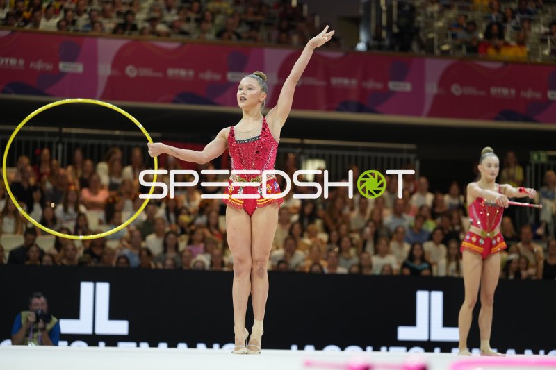 Rhythmische Sportgymnastik – Gruppenübung von Bulgarien mit Reifen bei der WM 2026 in Frankfurt