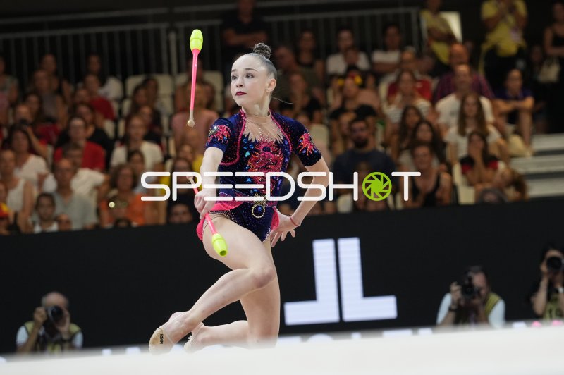 Rhythmische Sportgymnastik – Keulenübung bei der WM 2026 in Frankfurt