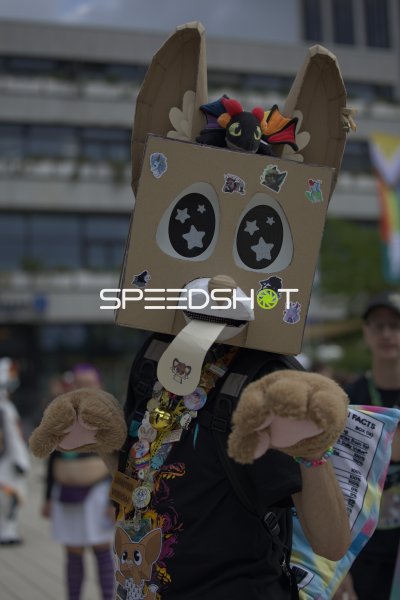 Kreatives Cardboard-Fursuit-Kostüm bei Furry-Convention in Hamburg