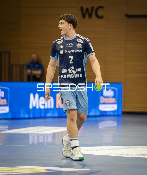 Toma Gadza (#2; Handball Club Hamburg) zeigt Emotionen auf dem Spielfeld