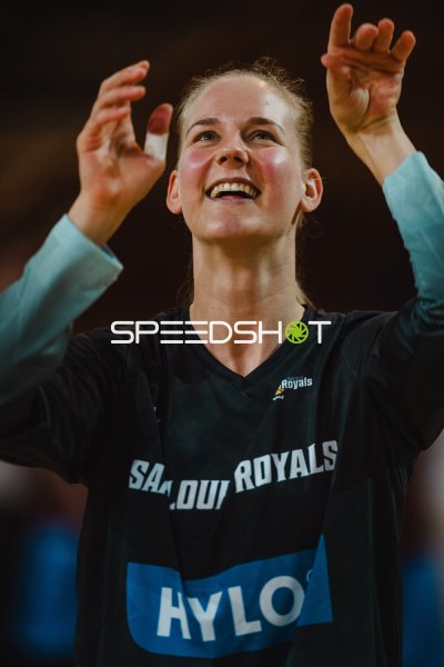 Saarlouis Royals Spielerin jubelt nach Spielende in Genf