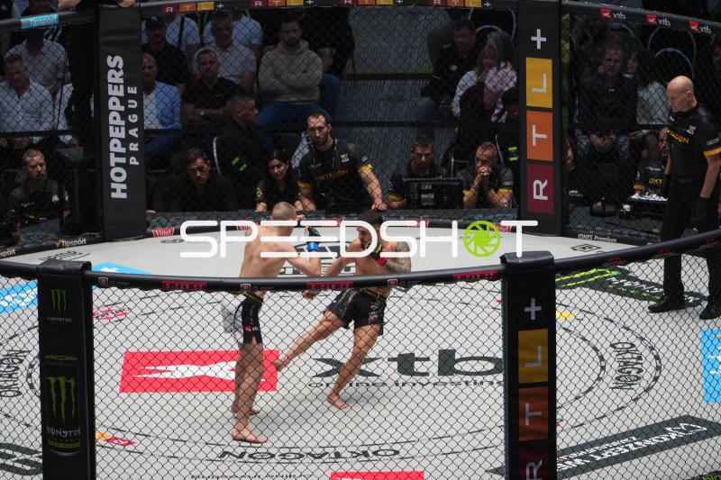 MMA-Kämpfer im Standup-Austausch in der Octagon-Arena