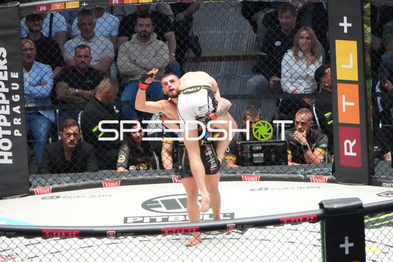 MMA-Kämpfer in der Octagon-Action in Frankfurt