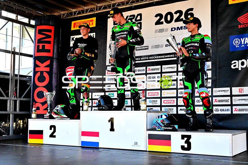 Siegerehrung IDM Supersport 600 auf dem Podium in Hockenheim