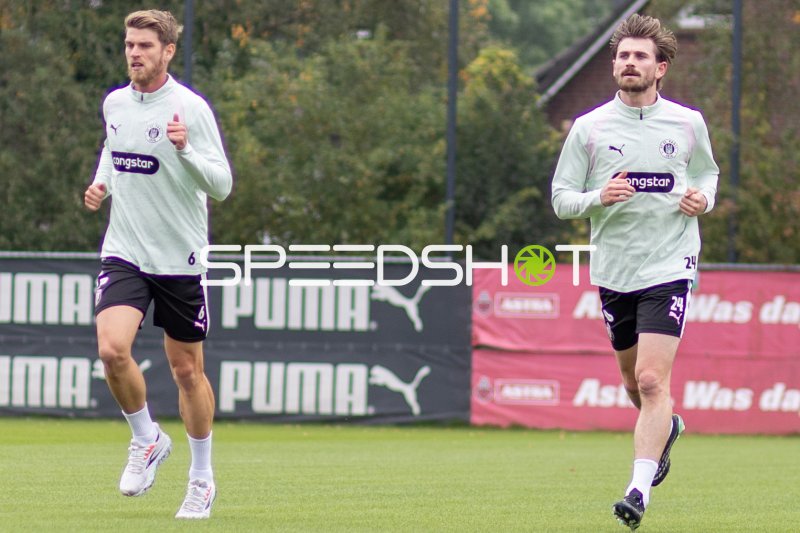 Marcus Mathisen und Connor Metcalfe beim Lauftraining des FC St. Pauli