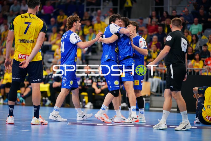ThSV Eisenach jubelt nach Tor in der SAP Arena Mannheim