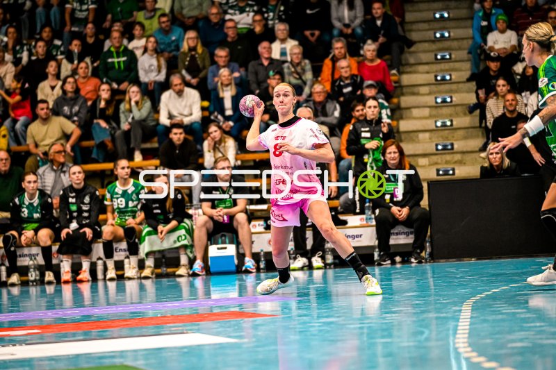 Lena Sophia Degenhardt (#6; HSG Bensheim/Auerbach) im Sprungwurf gegen Frisch auf Göppingen