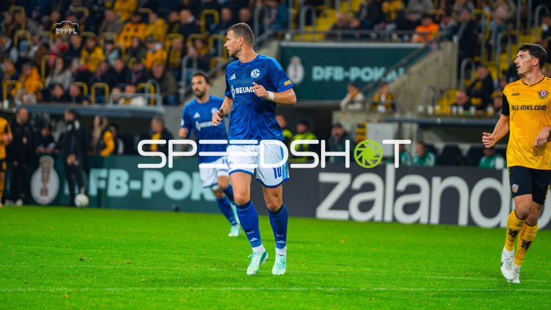 Edin Dzeko (#10; FC Schalke 04) auf dem Rasen in Dresden