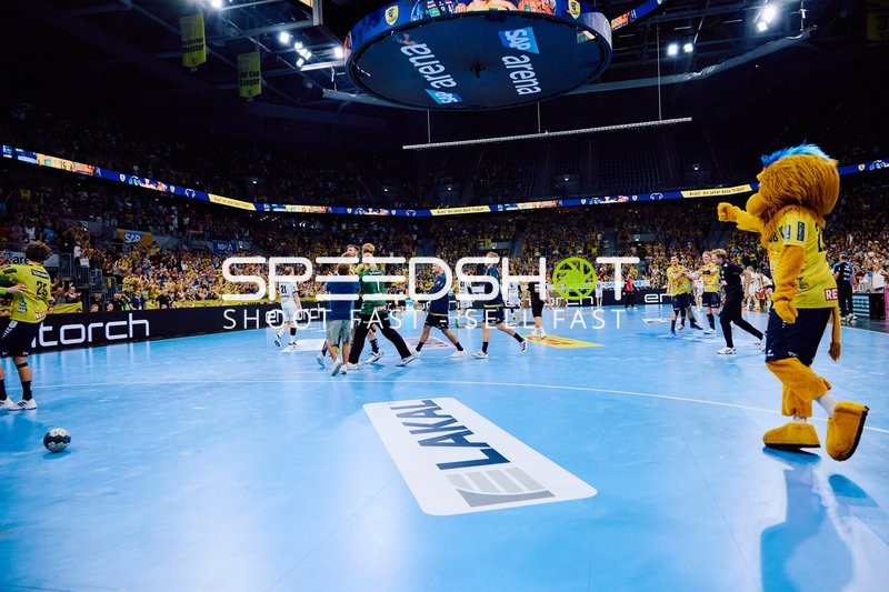 Spieler jubeln auf dem Spielfeld.