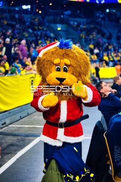 Maskottchen im Weihnachtkostüm