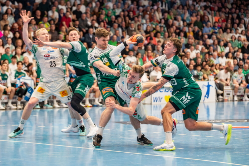 Magnus Saugstrup #23 (Magdeburg), Ole Pregler #23 (Göppingen), David Schmidt #77 (Göppingen), Gisli Kristjansson #10 (Magdeburg), Victor Klöve #7 (Göppingen)