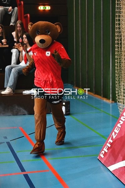 Bärenmaskottchen in Aktion