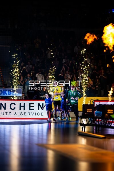 Spieler der Rhein Neckar Löwen beim Einlauf in Mannheim