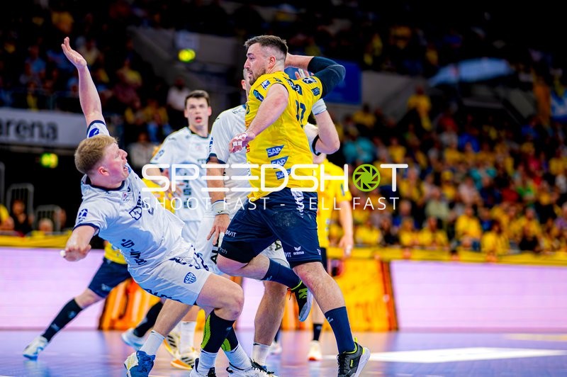 Wurf im Handballspiel zwischen Rhein-Neckar Löwen und TBV Lemgo