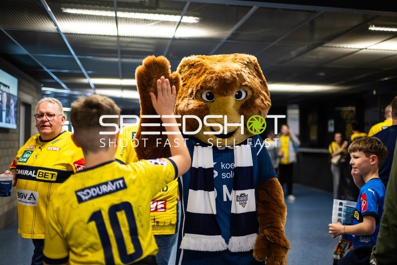 High Five mit dem Maskottchen