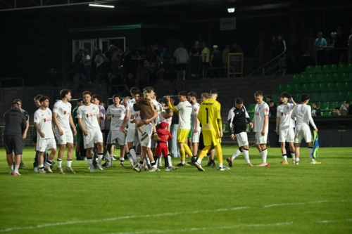 Spieler feiern gemeinsam