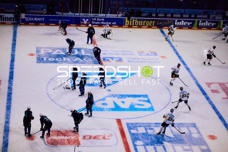 Aufwärmen der Adler Mannheim gegen Eisbären Berlin