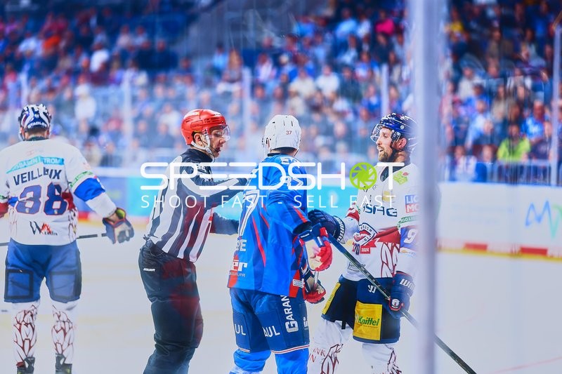 Diskussion beim Spiel Adler Mannheim gegen Eisbären Berlin