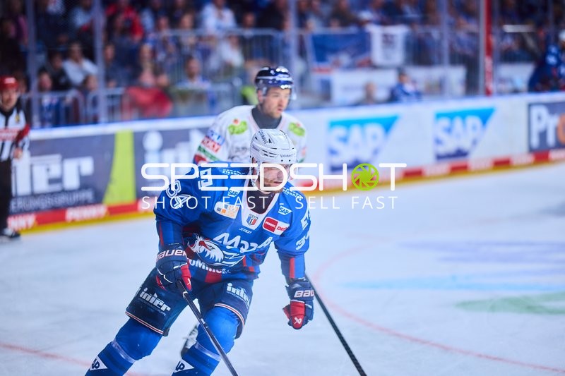 Adler Mannheim Spieler beim Skaten im Playoff-Halbfinale
