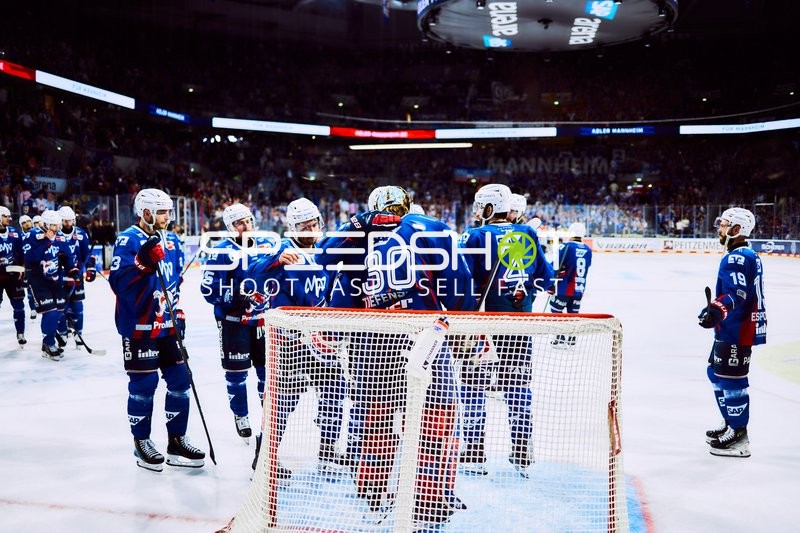 Adler Mannheim feiern Jubel nach erfolgreichem Spielzug