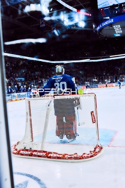 Torwart der Adler Mannheim auf dem Eis