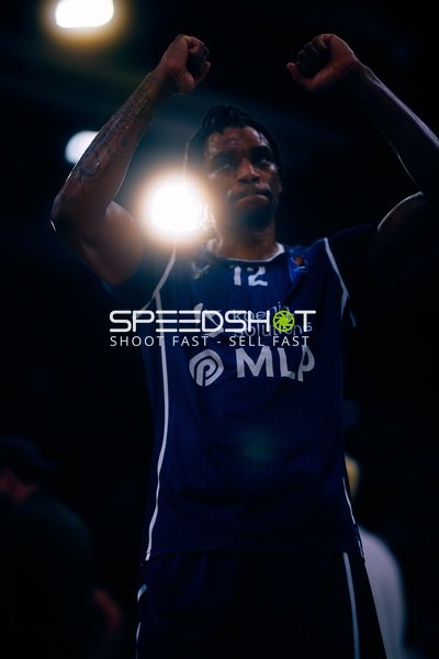 Jubel von Osun Osunniyi (12, MLP Academics Heidelberg) bei MLP Academics Heidelberg gegen Niners Chemnitz im SNP Dome