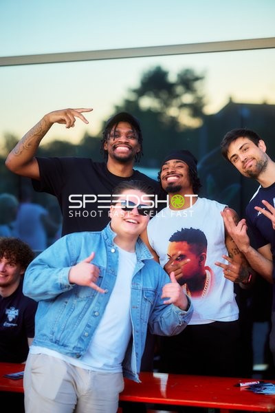 Gruppenfoto mit Evan Rietsch (7;MLP Academics Heidelberg), Mateo Šerić (21;MLP Academics Heidelberg), Michael Weathers (20;MLP Academics Heidelberg)