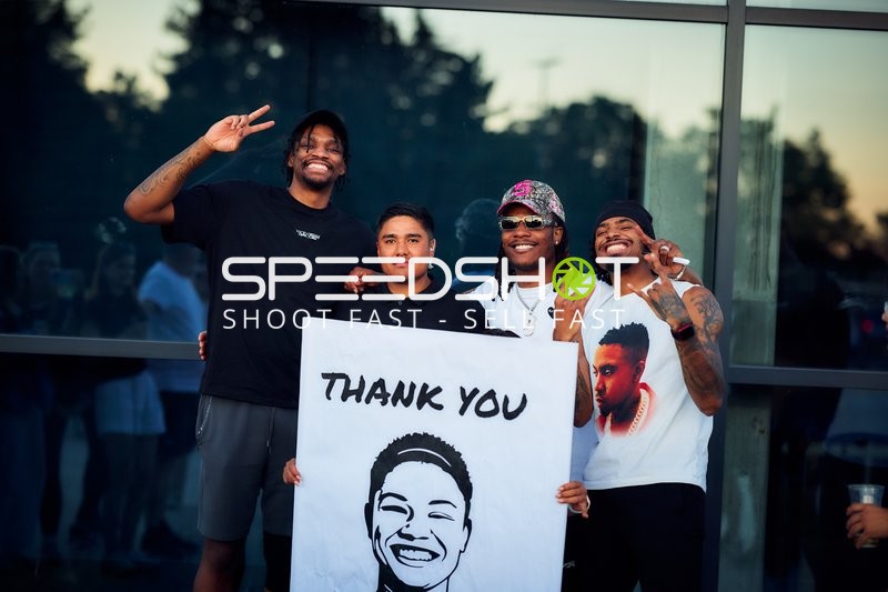 Gruppenfoto mit DJ Horne (0;MLP Academics Heidelberg), Michael Weathers (20;MLP Academics Heidelberg), Osun Osunniyi (12;MLP Academics Heidelberg)