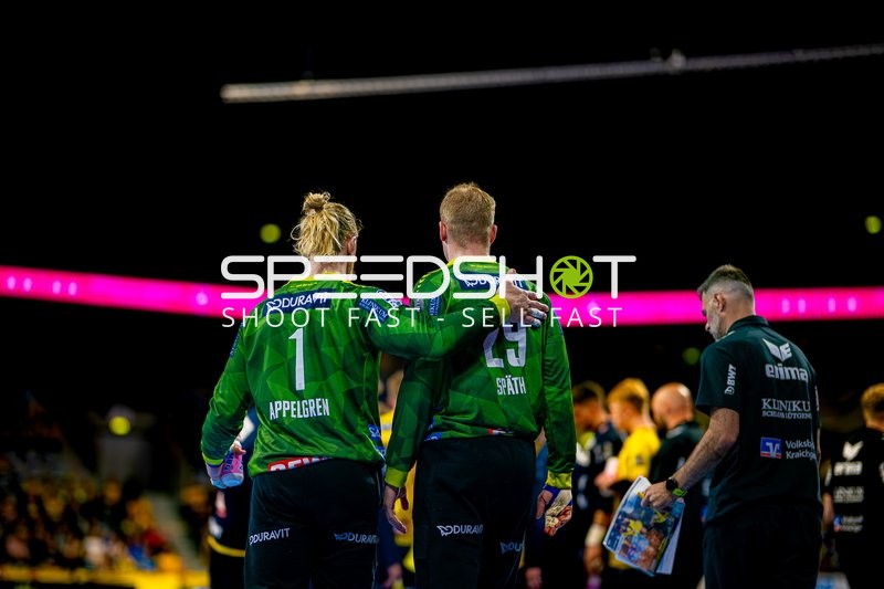 Mikael Appelgren (1, Rhein Neckar Löwen) und David Späth (29, Rhein Neckar Löwen) zusammen