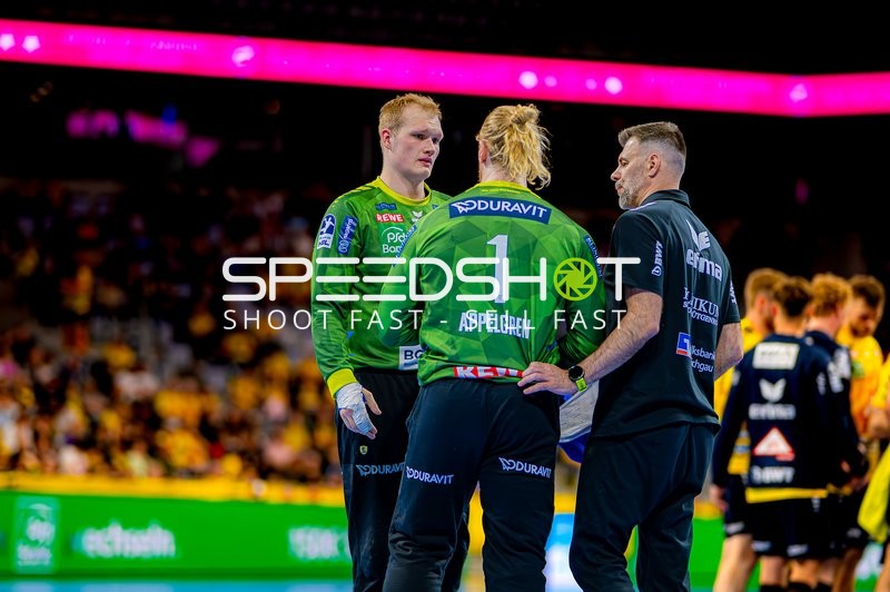 Torwartgespräch Mikael Appelgren (1;Rhein Neckar Löwen), David Späth (29;Rhein Neckar Löwen)