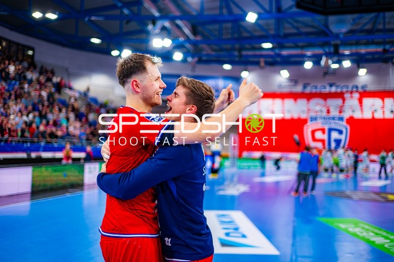 Umarmung Alexander Pfeifer (31;SG BBM Bietigheim), Maximilian Hejny (64;SG BBM Bietigheim)