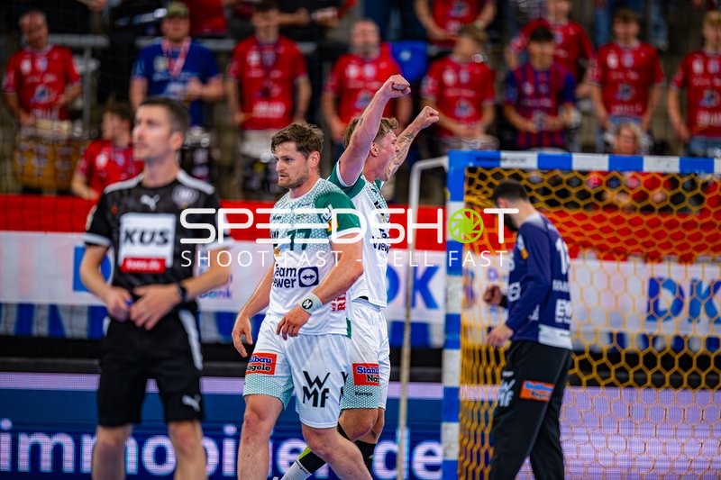 Torjubel Tim Gossner (17;Frisch Auf Göppingen), David Schmidt (77;Frisch Auf Göppingen)