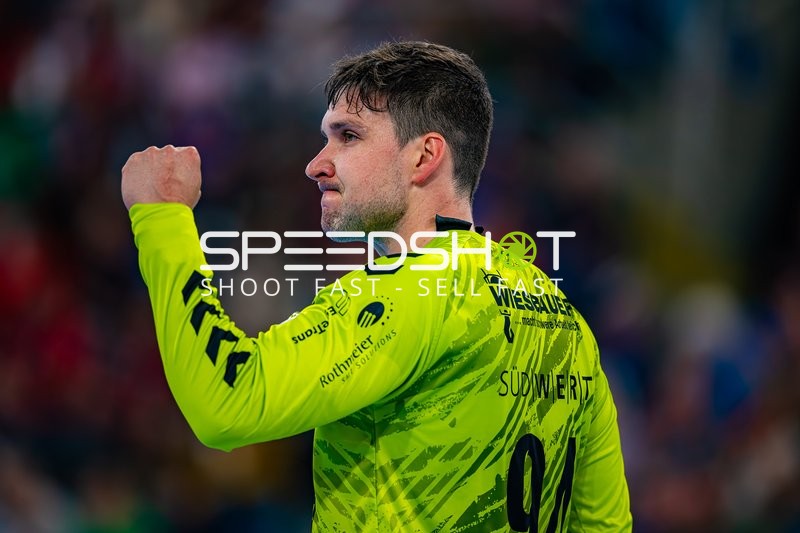 Torwartjubel Daniel Rebmann (94;SG BBM Bietigheim)