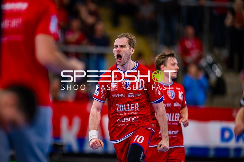 Torjubel Tom Wolf (10;SG BBM Bietigheim), Till Hermann (41;SG BBM Bietigheim)