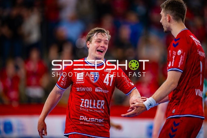 Torjubel Till Hermann (41;SG BBM Bietigheim), Nikola Vlahovic (3;SG BBM Bietigheim)