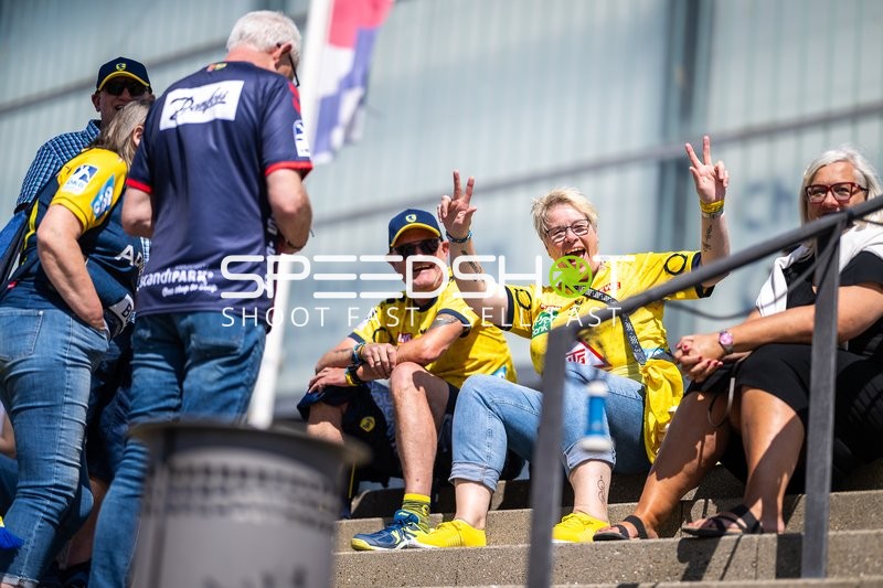 Fans in Rhein Neckar Löwen Trikots