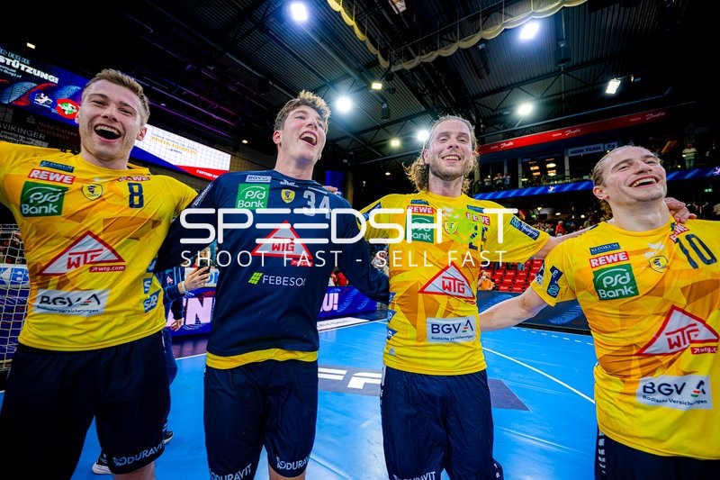 Feier Tim Nothdurft (8;Rhein Neckar Löwen), Valentin Willner (34;Rhein Neckar Löwen), Olle Forsell-Schefvert (25;Rhein Neckar Löwen), Juri Knorr (10;Rhein Neckar Löwen)