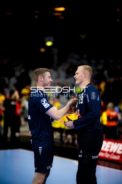Spieler der Rhein-Neckar Löwen in der Halle