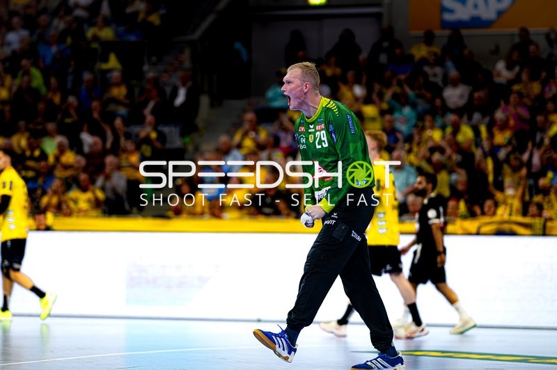 Torwart David Späth (29; Rhein Neckar Löwen) zeigt Emotion