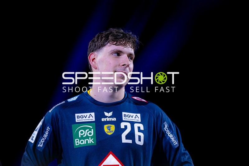 Spieler Niklas Michalski (26; Rhein Neckar Löwen) bei seiner Verabschiedung