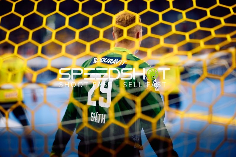 Torwart David Späth (29; Rhein Neckar Löwen) in Position