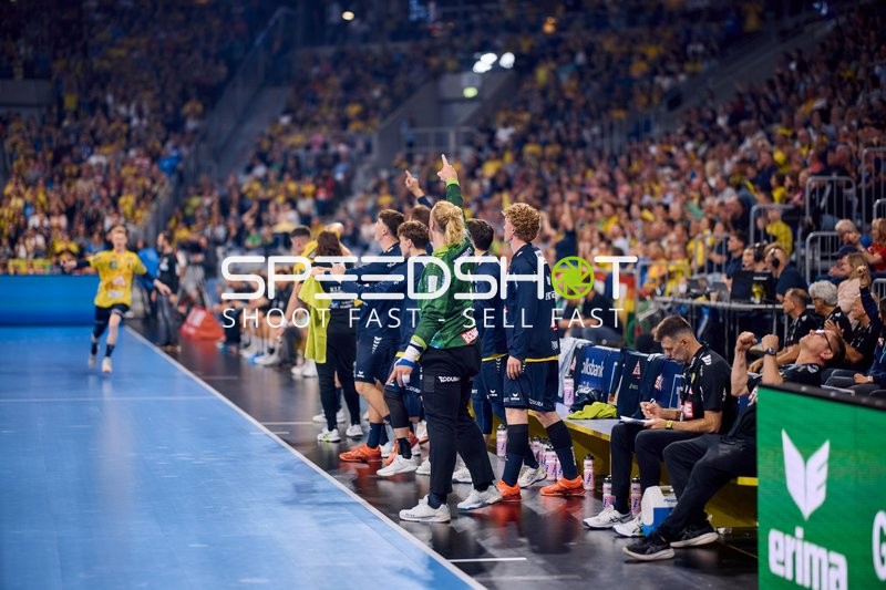 Rhein-Neckar Löwen an Seitenlinie