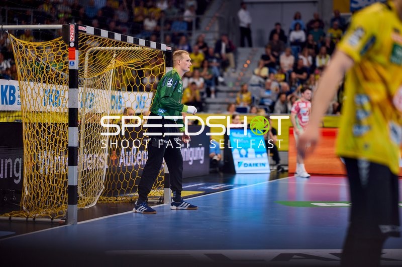 Torwart David Späth (29; Rhein Neckar Löwen) in Position