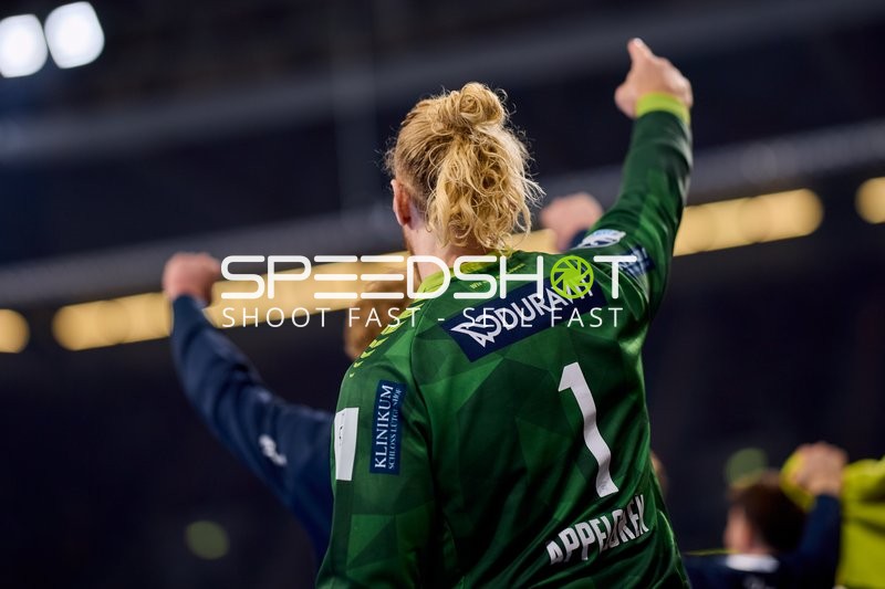 Torwart Mikael Appelgren (1; Rhein Neckar Löwen) in Position