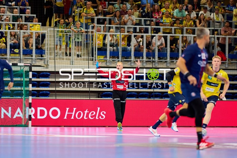 Torwart David Späth (29; Rhein Neckar Löwen) in Position