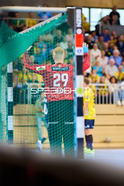 Torwart David Späth (29; Rhein Neckar Löwen) in Position