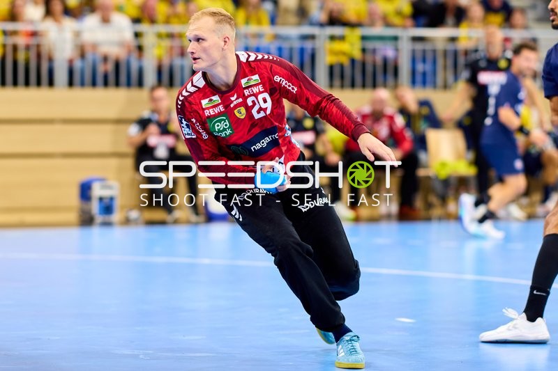 Torwart David Späth (29; Rhein Neckar Löwen) in Position